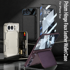 iPhone Duo - Magnetic Hinge Protection Cover Built-in Tempered Glass Film & Leather Card Holder
