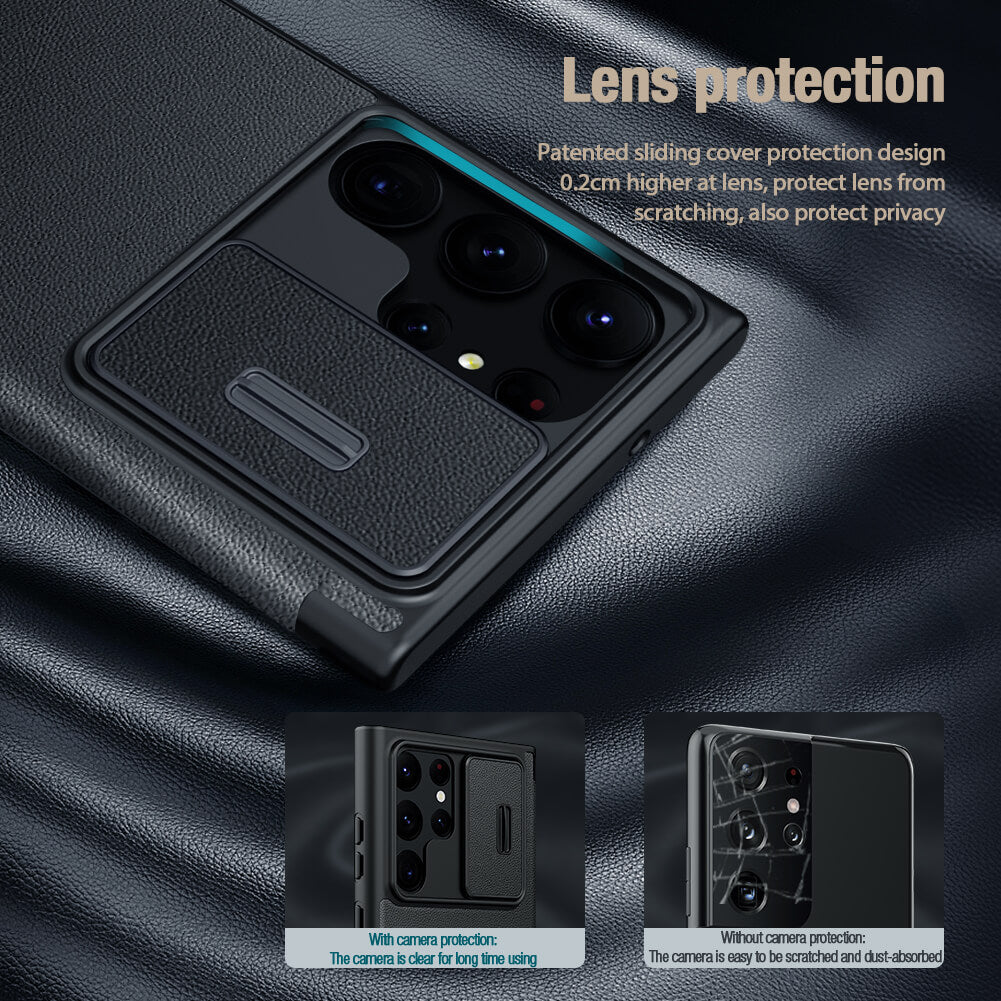 Luxurious Leather Lens All-inclusive Protection Phone Cover For Smasung Galaxy S23 S22 Ultra Plus