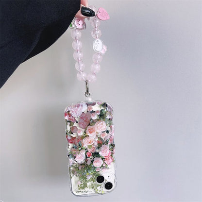 Fresh Pink Flowers With Wristband For iPhone Case - {{ shop_name}} varyfun