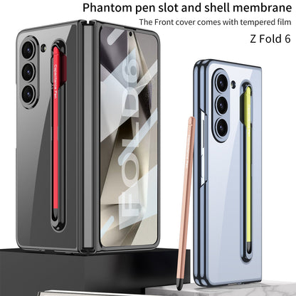 Transparent Electroplating Protective Phone Case With Pen Tray Shell and Film For Galaxy Z Fold6