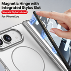 iPhone Duo - Magnetic Hinge Protection Cover Built-in Tempered Glass Film & Magnetic Stylus