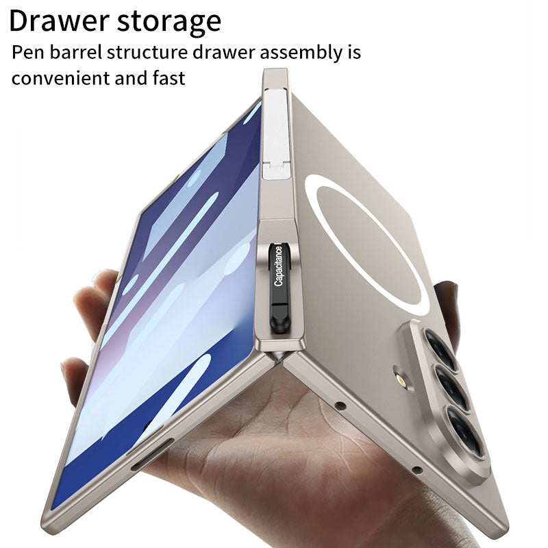 Magnetic Hinge Hidden Bracket All-included Case With Pen Box For Galaxy Z Fold8 Wide Ultra