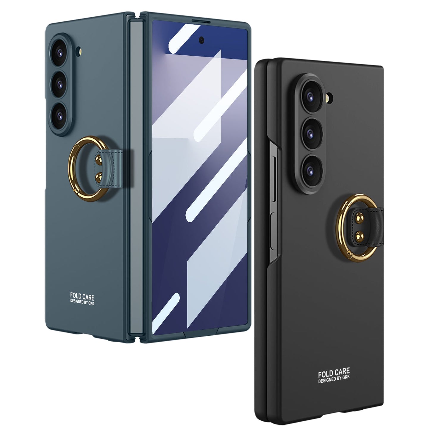 Luxury Shockproof Ring Holder Phone Case With Back Screen Protector For Galaxy Z Fold7 Fold6 Fold5