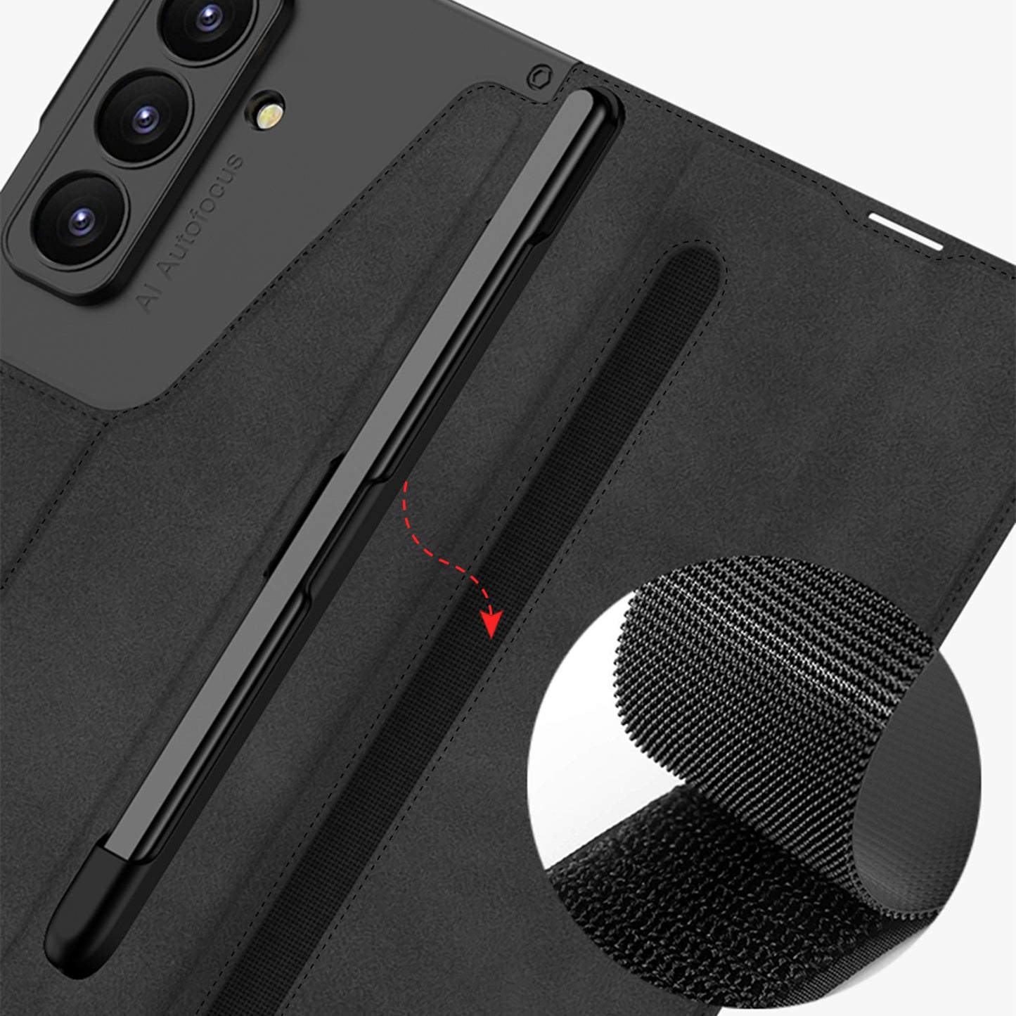 Leather Armor Shockproof Phone Case With Back Screen Film & Pen-Slot For Galaxy Z Fold 7/6/5/4/3