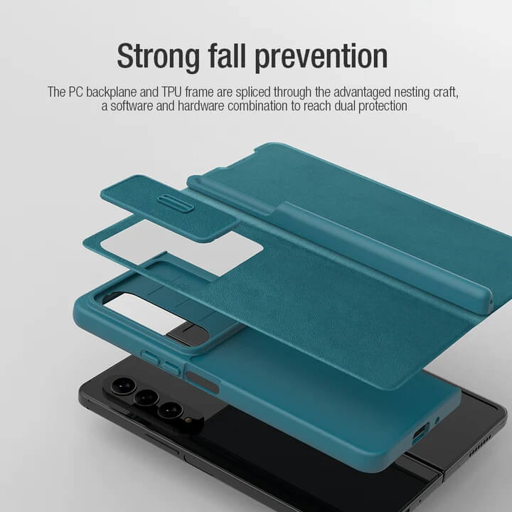 Luxurious Leather Cover Shockproof Phone Case Lens Protector & Pen Slot For Galaxy Z Fold 6/5/4