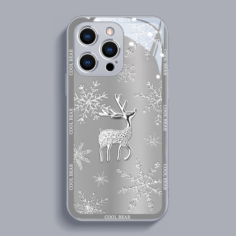Elk Deer Diamond Glass Case With Lens Protection For iPhone - {{ shop_name}} varyfun