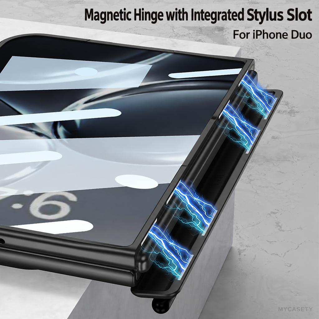 iPhone Duo - Magnetic Hinge Protection Cover Built-in Tempered Glass Film & Magnetic Stylus