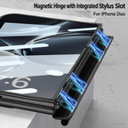 iPhone Duo - Magnetic Hinge Protection Cover Built-in Tempered Glass Film & Magnetic Stylus