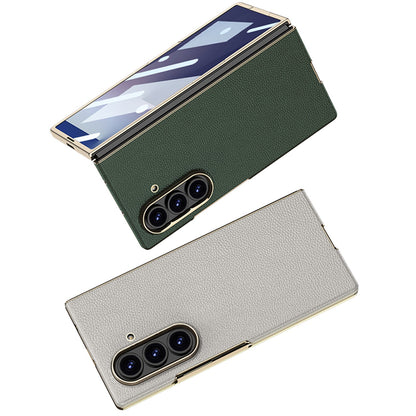 Business-style Electroplated Leather Phone Case For Galaxy Z Fold 7/6/5/4