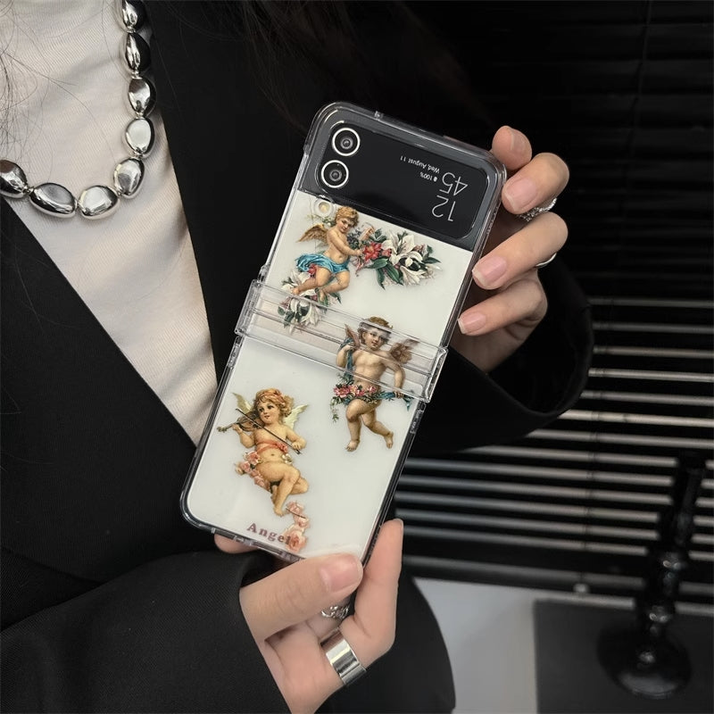 Varyfun | Retro Angel Phone Case With Chain For Samsung Galaxy Z Flip4 Flip3 5G