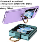 Premium Leather Phone Case With Ring Bracket For Samsung Galaxy Z Flip5 Flip4 Flip3 5G - {{ shop_name}} varyfun