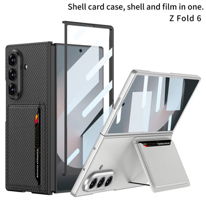 Business-style Leather Card Holderr Phone Case With Back Screen Film For Galaxy Z Fold 7/6/5