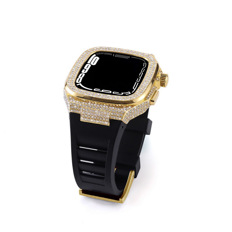 Luxury Metal Crystal Diamond Case Strap For Apple Watch Series 44/45mm - mycasety2023 Mycasety