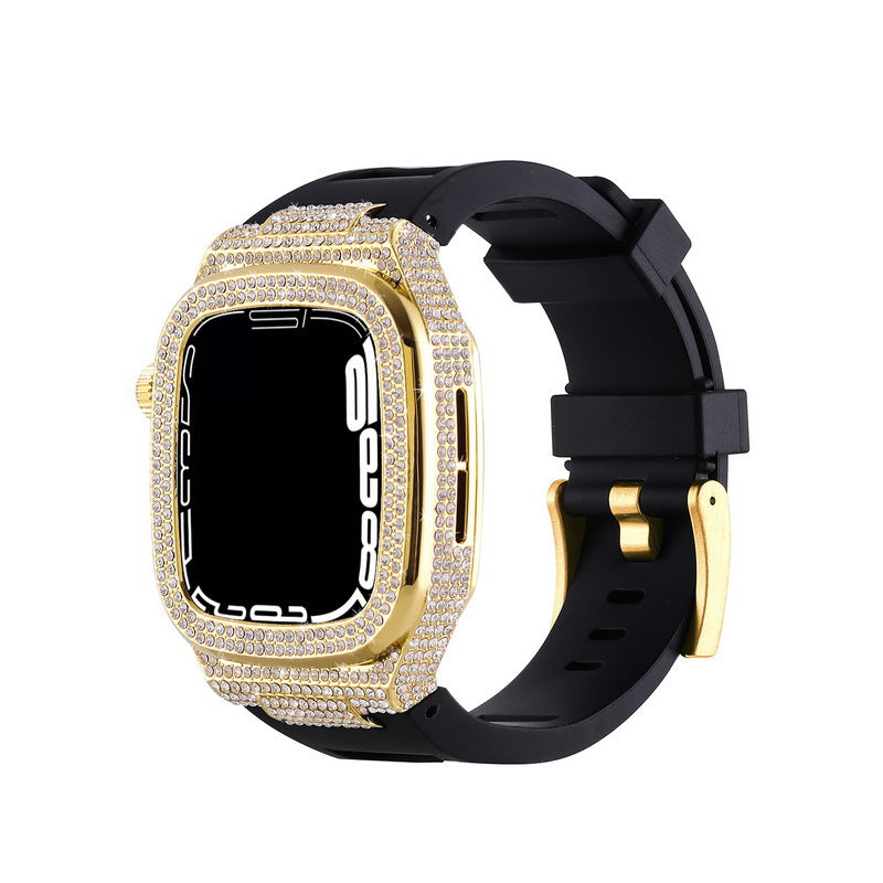 Luxury Metal Crystal Diamond Case Strap For Apple Watch Series 44/45mm - mycasety2023 Mycasety