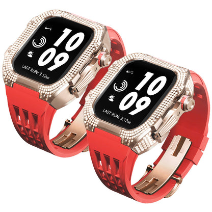 Copy of Luxurious Titanium Alloy Crystal Case Strap For Apple Watch 44/45 mm