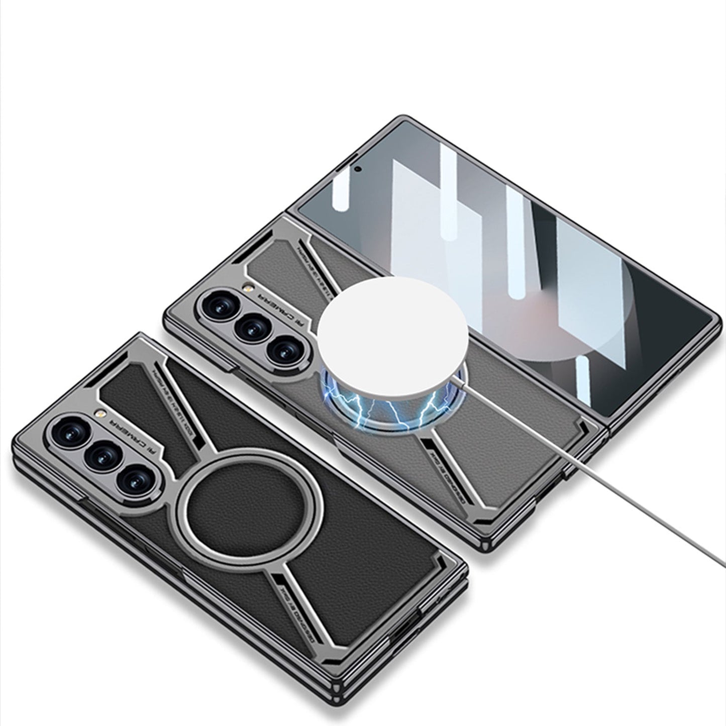 Electroplating Leather Shockproof Phone Case With Screen Protector For Galaxy Z Fold 7/6