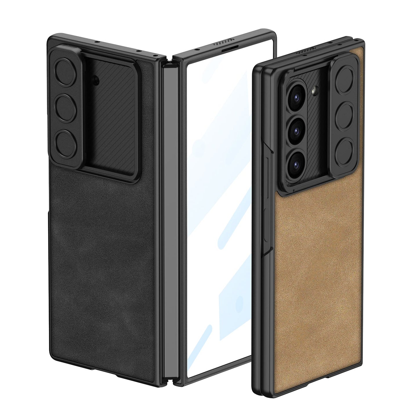 Leather Lens Slide Protector Shockproof Phone Case With Screen Protector For Galaxy Z Fold 6