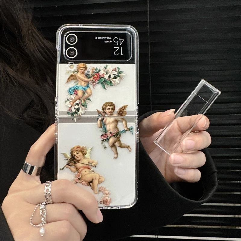 Varyfun | Retro Angel Phone Case With Chain For Samsung Galaxy Z Flip4 Flip3 5G