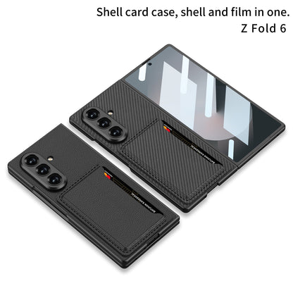 Business-style Leather Card Holderr Phone Case With Back Screen Film For Galaxy Z Fold 7/6/5