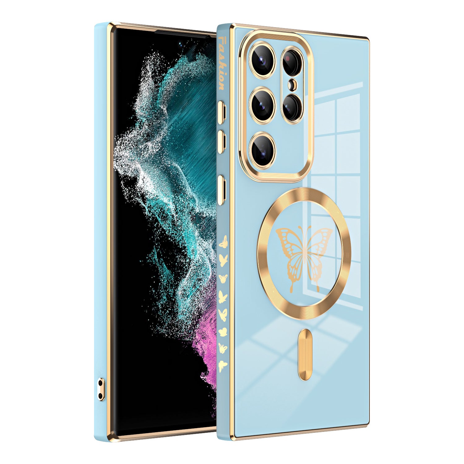 Luxury Electroplate Magnetic Magsafe Wireless Charging Butterfly Protective Phone Case For Samsung - {{ shop_name}} varyfun