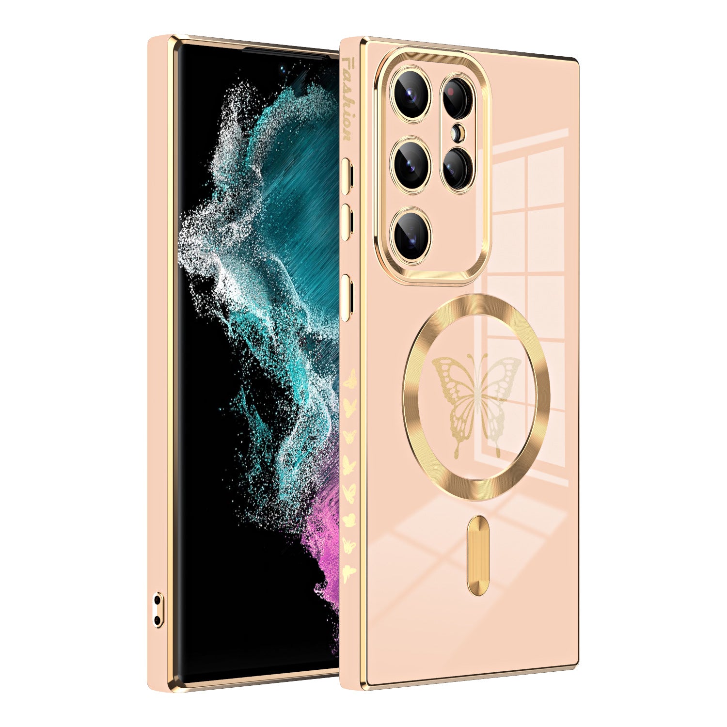 Luxury Electroplate Magnetic Magsafe Wireless Charging Butterfly Protective Phone Case For Samsung - {{ shop_name}} varyfun