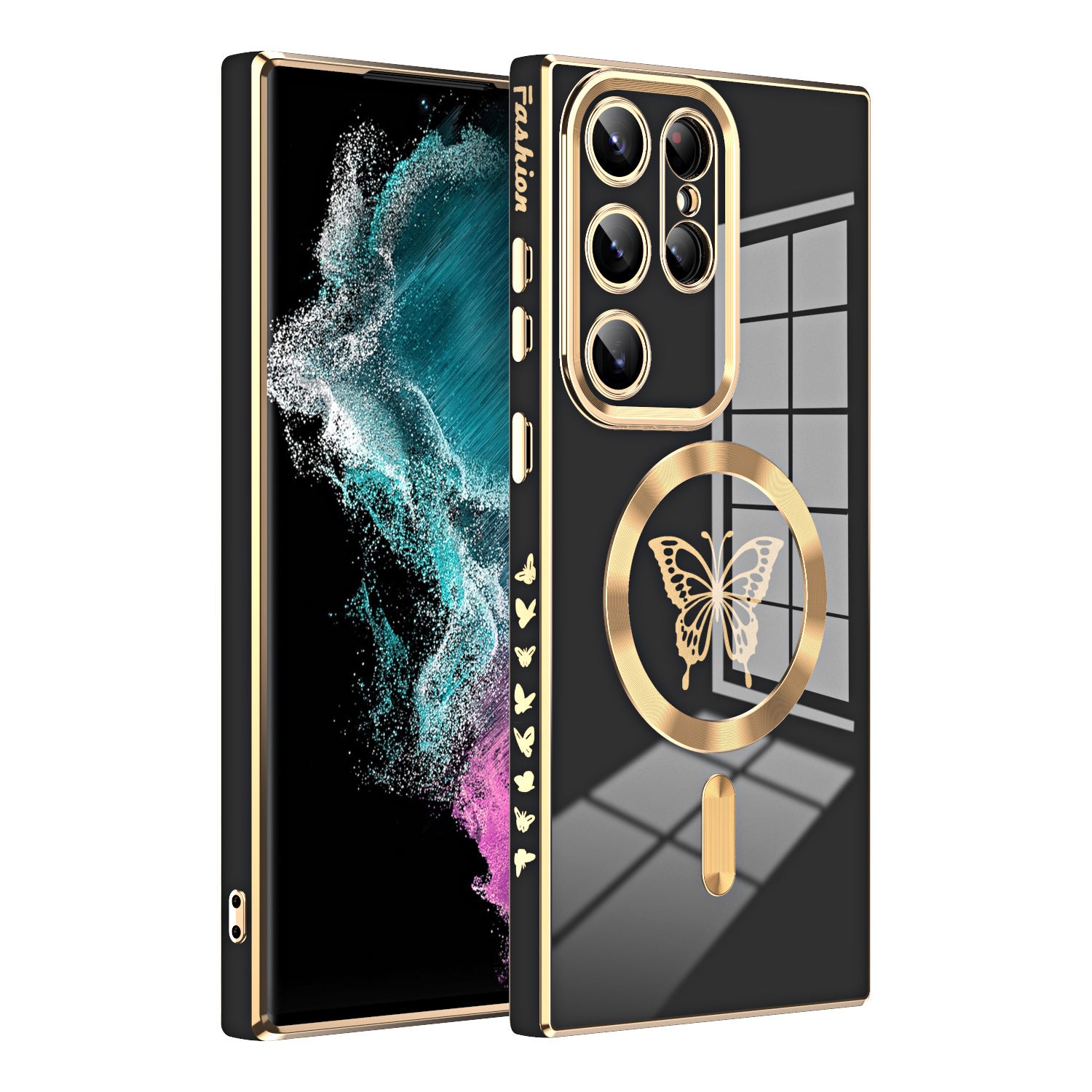 Luxury Electroplate Magnetic Magsafe Wireless Charging Butterfly Protective Phone Case For Samsung - {{ shop_name}} varyfun