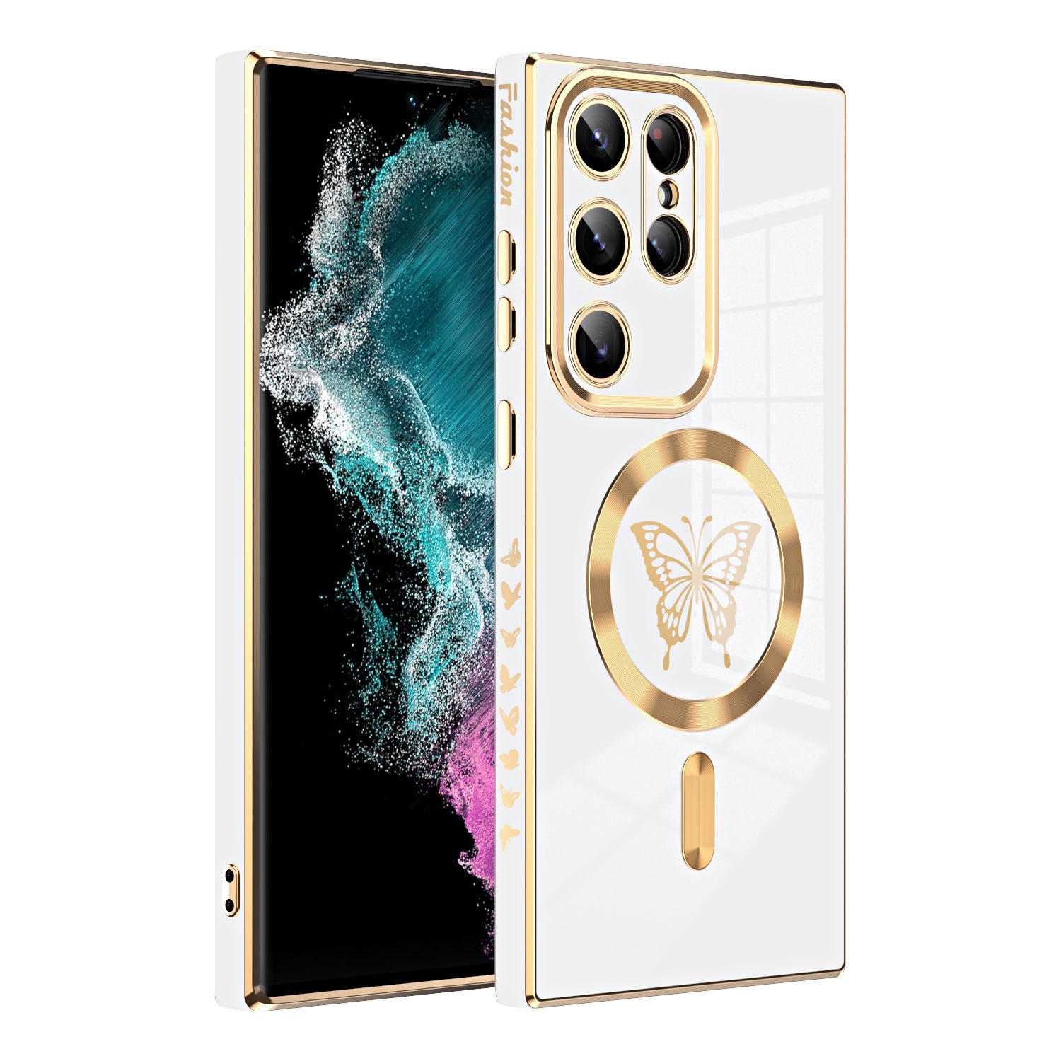 Luxury Electroplate Magnetic Magsafe Wireless Charging Butterfly Protective Phone Case For Samsung - {{ shop_name}} varyfun