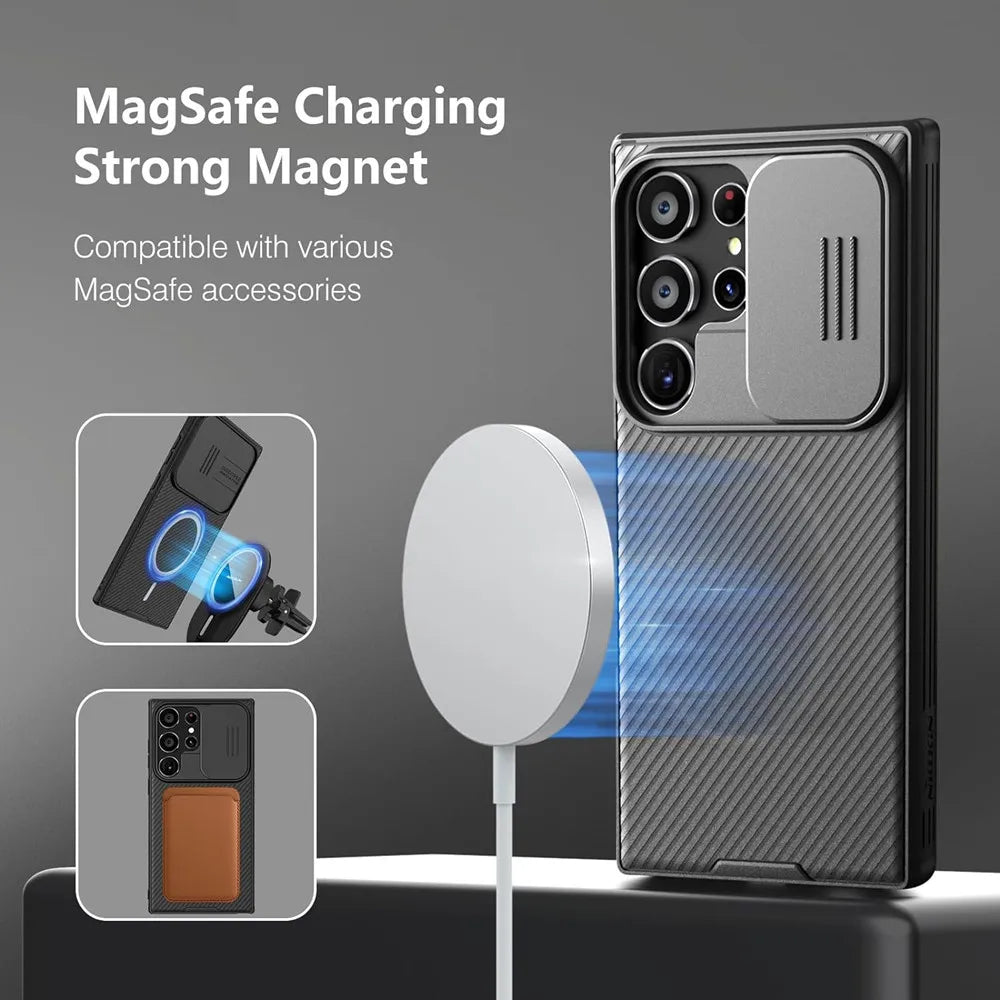 Magnetic Camera Shield All-inclusive Protective Phone Case For Samsung Galaxy S24 S23 S22 Ultra Plus