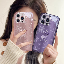 Load image into Gallery viewer, Elk Deer Diamond Glass Case With Lens Protection For iPhone - {{ shop_name}} varyfun
