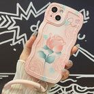 Oil Pink Rose With Wristband & Bracket For iPhone Case - {{ shop_name}} varyfun