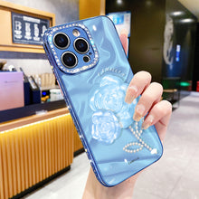 Load image into Gallery viewer, Camellia Flower Diamond Glass iPhone Case - {{ shop_name}} varyfun

