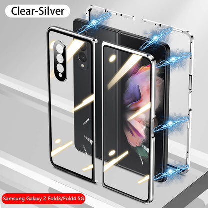 Samsung Galaxy Z Fold3 Fold4 Magnetic Double-Sided Protection Tempered Glass Aluminum Frame Phone Case - {{ shop_name}} varyfun