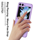 Premium Leather Phone Case With Ring Bracket For Samsung Galaxy Z Flip5 Flip4 Flip3 5G - {{ shop_name}} varyfun