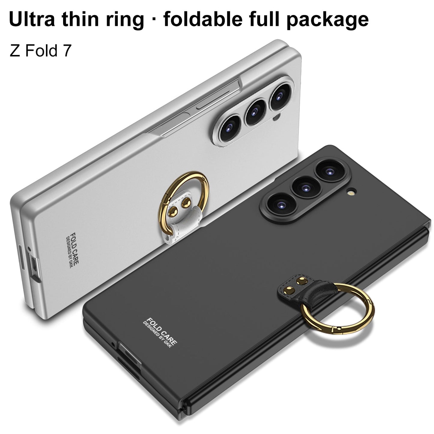 Luxury Shockproof Ring Holder Phone Case With Back Screen Protector For Galaxy Z Fold7 Fold6 Fold5