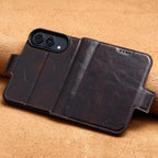 iPhone Duo | Distressed Leather Wallet Case with Card Slots & Magnetic Closure