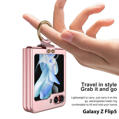 Ultra-thin All-inclusive Protective Phone Case With Ring Holder For Samsung Galaxy Z Flip5 Flip4 Flip3 5G - {{ shop_name}} varyfun