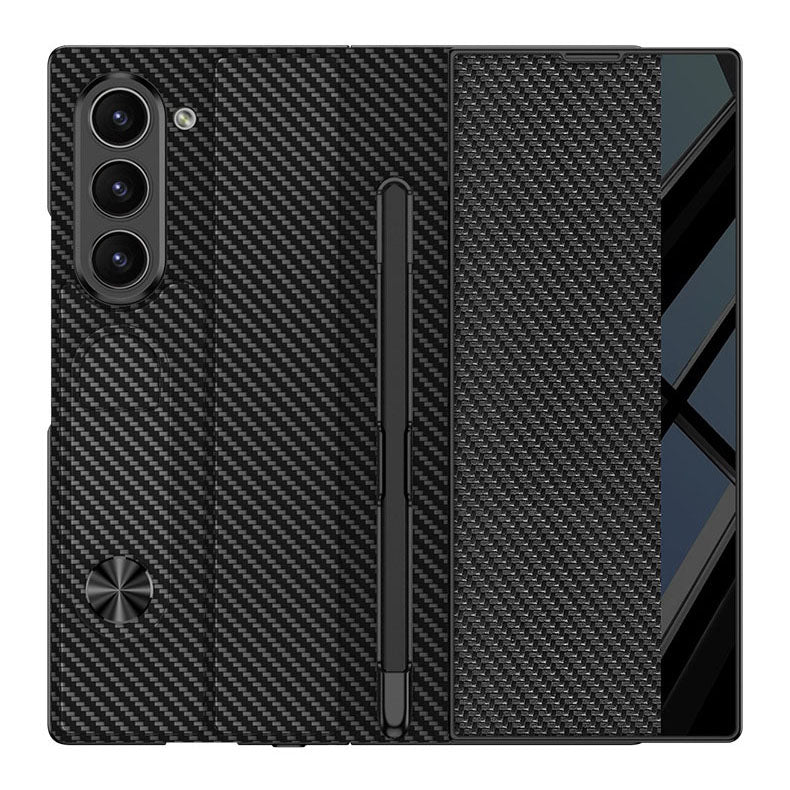 Leather Card Holder Pen-Slot Phone Cover With Glass Screen Protector For Galaxy Z Fold 6/7