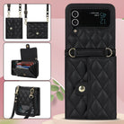 Luxury Leather Card Holder Phone Case With Chain For Samsung Galaxy Z Flip3 Flip4 Flip5 5G - {{ shop_name}} varyfun
