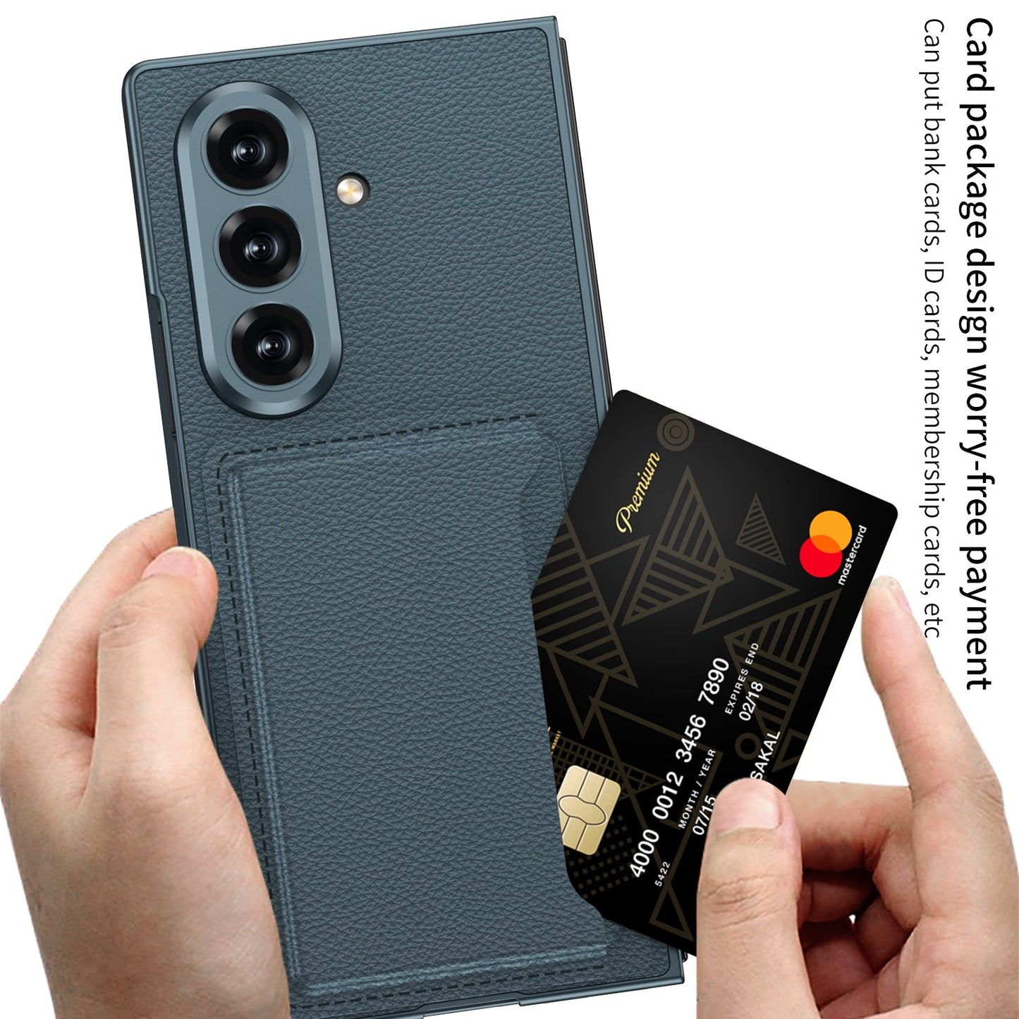 Business-style Leather Card Holderr Phone Case With Back Screen Film For Galaxy Z Fold 7/6/5