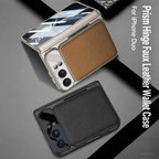 iPhone Duo - Magnetic Hinge Protection Cover Built-in Tempered Glass Film & Leather Card Holder