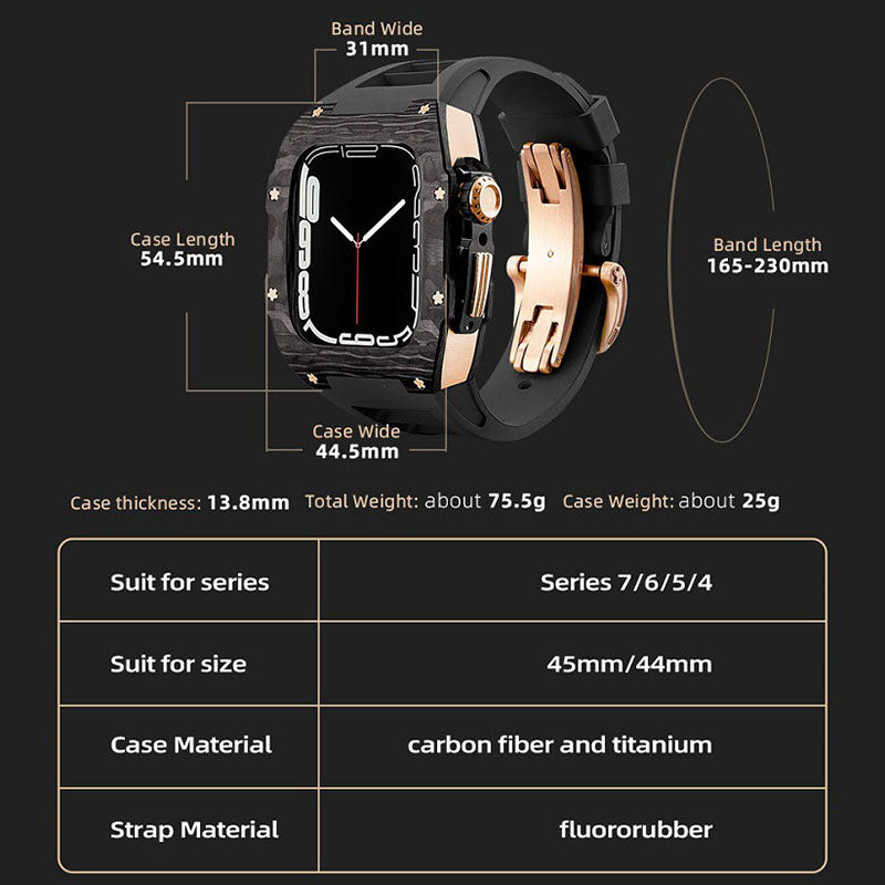 Carbon Fiber And Titanium Case With Fluororubber Strap For Apple Watch 44/45 MM - {{ shop_name}} varyfun
