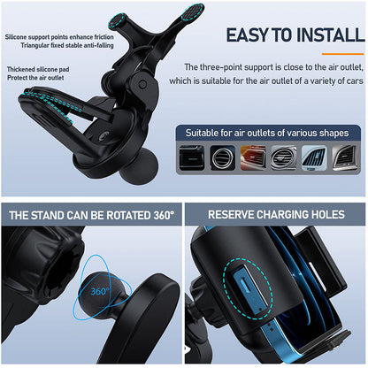 Automatic Clamping Car Wireless Charger for Samsung Galaxy Z Fold 3 2 Note20 S22 S21 S20 iPhone 13 12 11 XS Max Air Vent Mount Phone Holder - Mycasety Mycasety