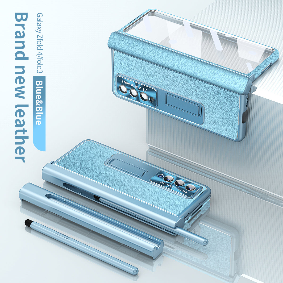 Aluminum Alloy Frame Magnetic Bracket All-Inclusive Electroplating Leather Cover For Samsung Galaxy Z Fold3 Fold4 Fold5 - Mycasety Mycasety