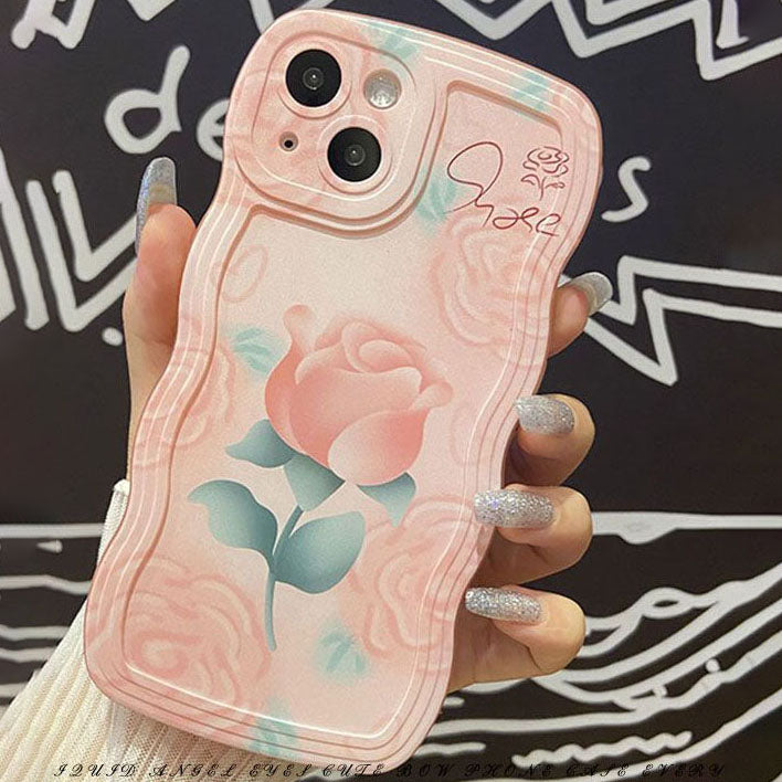 Oil Pink Rose With Wristband & Bracket For iPhone Case - {{ shop_name}} varyfun
