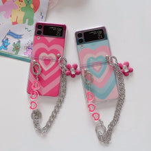 Load image into Gallery viewer, Varyfun | Heart Swirl Chain Phone Case With Wristband For Samsung Galaxy Z Flip4 Flip5 5G
