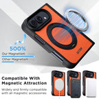 iPhone Duo | Pebbled Magnetic Leather Case with Hinge Protection & 360° Ring Stand