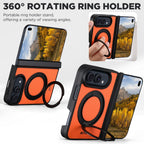 iPhone Duo | Pebbled Magnetic Leather Case with Hinge Protection & 360° Ring Stand