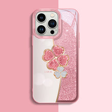 Load image into Gallery viewer, Four-leaf-clover Diamond Glass iPhone Case - {{ shop_name}} varyfun
