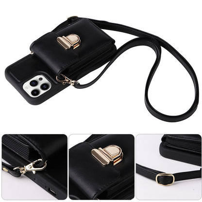 Luxurious Leather Card Holder Anti-fall Protective iPhone Case With Lanyard