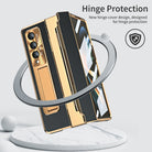 Hinge Leather Shell Electroplated Case With Bracket For Samsung Galaxy Z Fold4 Fold3 5G - {{ shop_name}} varyfun